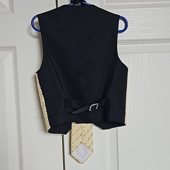 Top Kids Boy's Waist Coat Vest & Tie Size 6 Yellow & Navy Blue - Picture 3 of 16